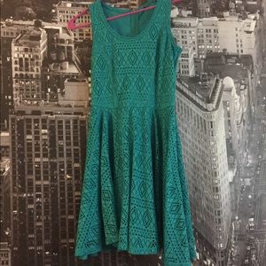 Green Express flare skater dress